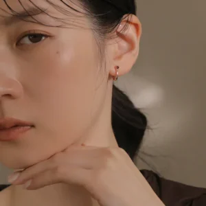 質粹寶石系列 | 暖風(石榴石)。純銀鍍18K金耳環
