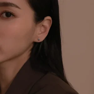 銀月之夢系列 | 春末。925純銀轉珠耳環 (單入)