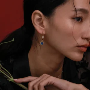 映石系列 | 輝映(青金石)。垂式耳環